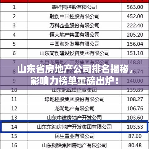 山東省房地產(chǎn)公司排名揭秘，影響力榜單重磅出爐！